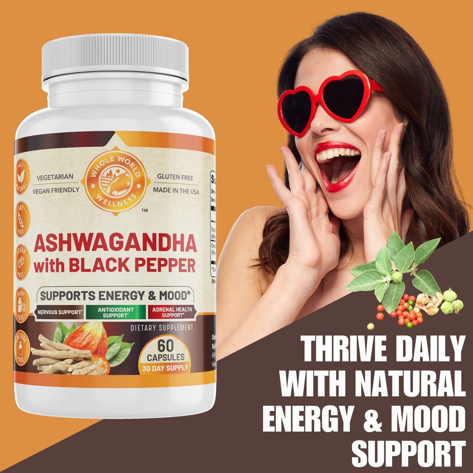 Organic Ashwagandha Supplement. USA Made.