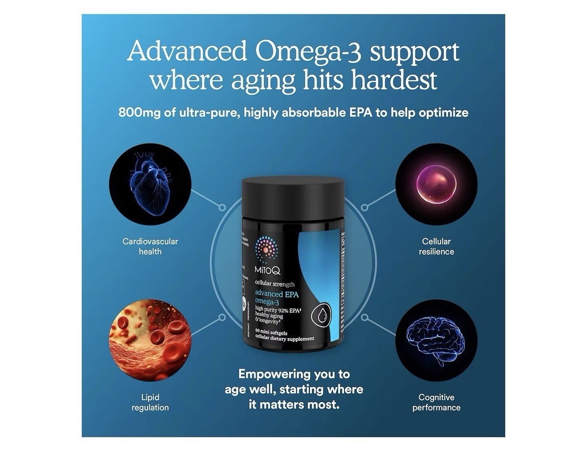 MitoQ Advanced EPA Omega-3 Cellular Strength Healthy Aging Longevity 60 Softgels