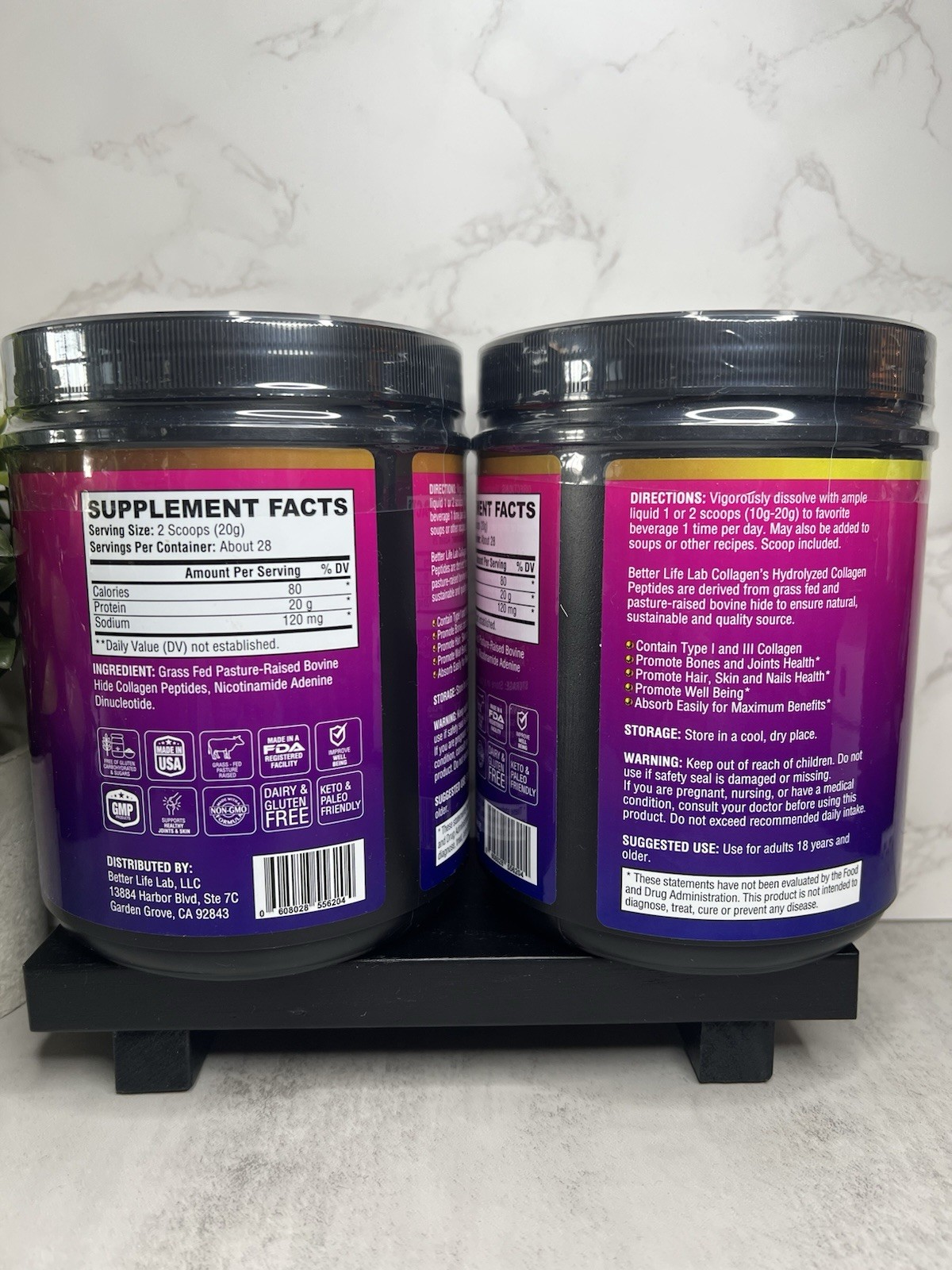 Better Life Lab Collagen Peptides + NAD Powder Unflavored 560g Bundle Exp 06/28