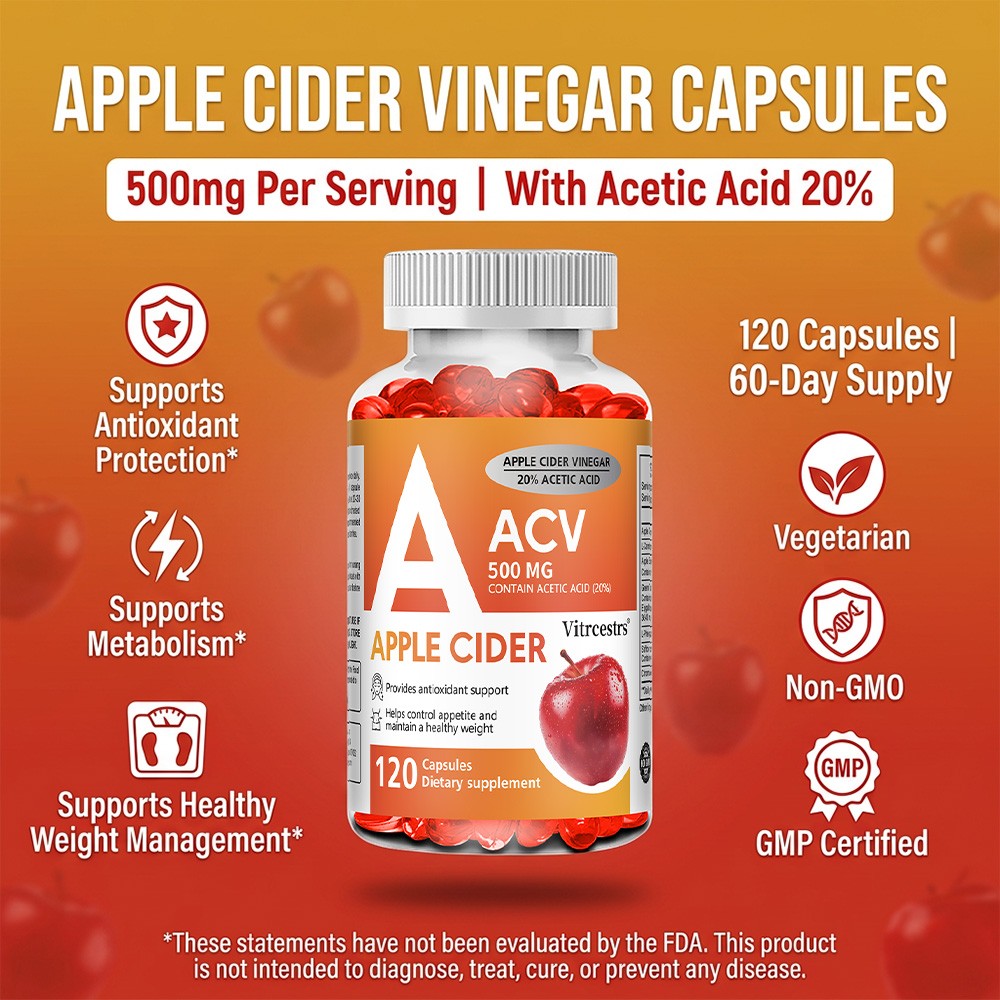 ACV Complex with Green Tea, Natural Daily Wellness,Digest Support 30/60/120 Caps