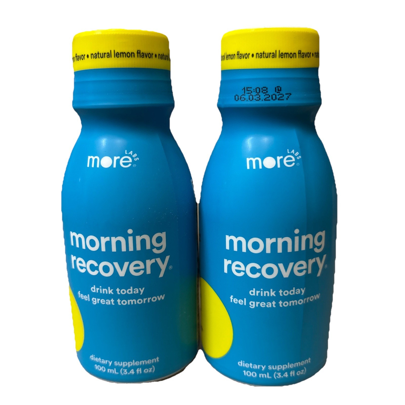 2Pk More Labs Morning Recovery Drink Supplement, Lemon, 3.4 OZ Each Exp 6/2027