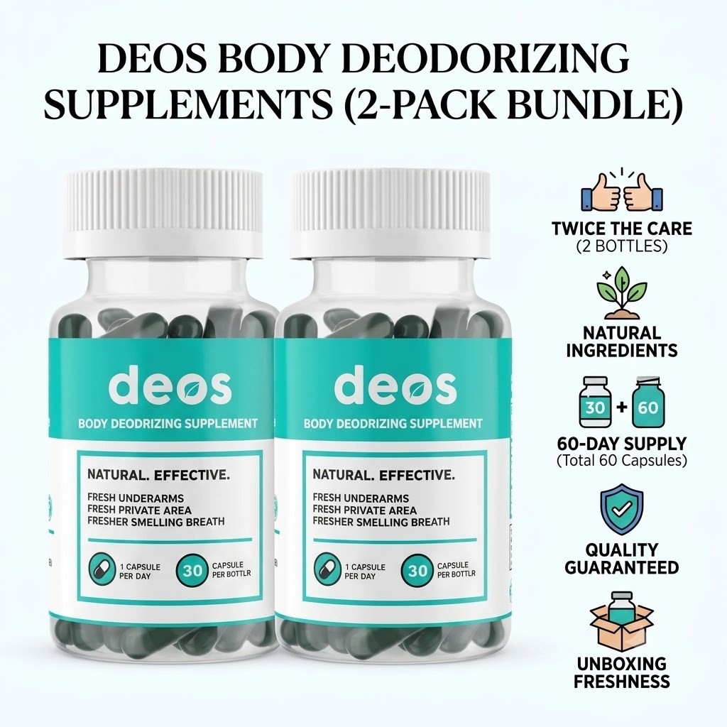 2Pk deos Body Deodorizing Supplement Natural Fresh Breath Underarm 60 Capsules