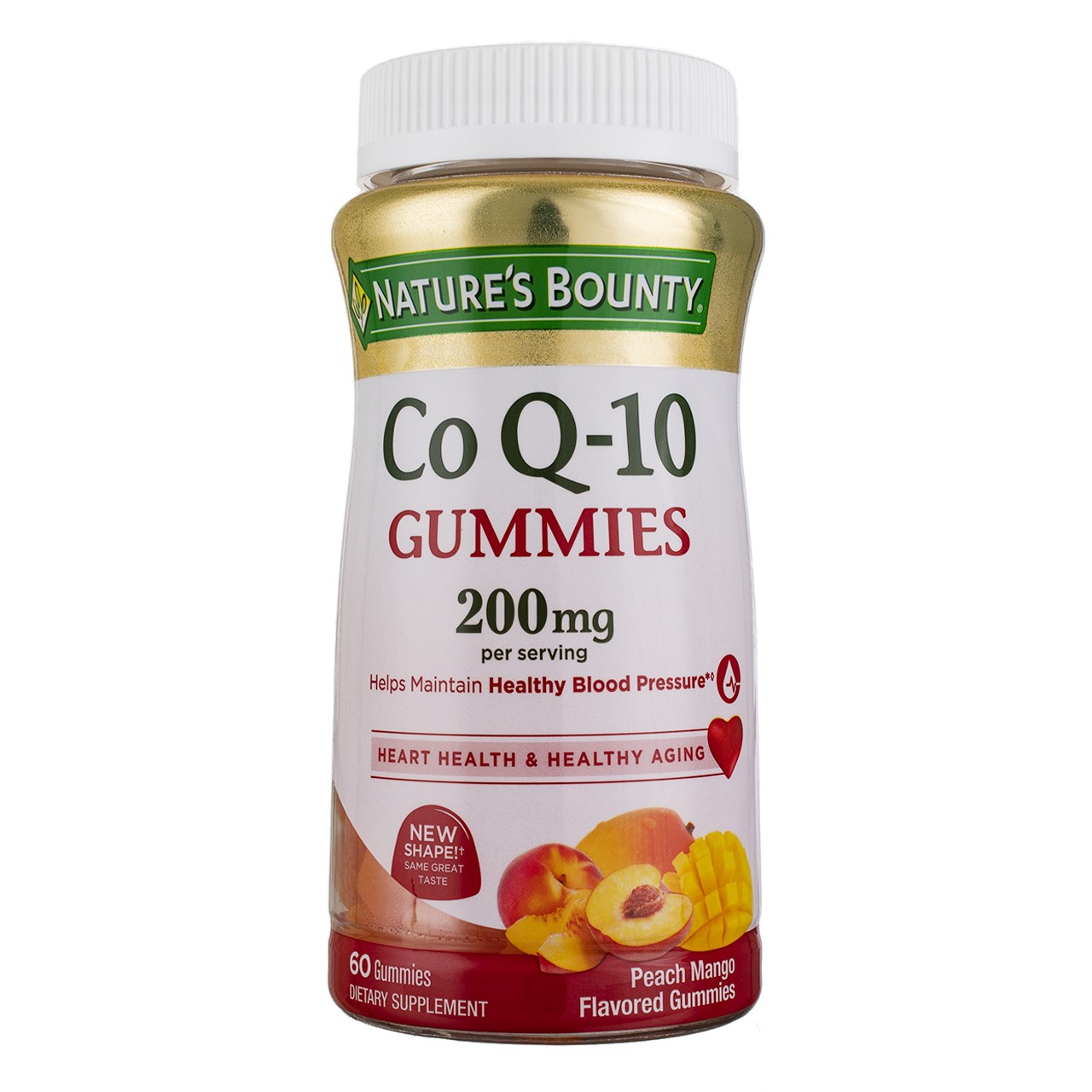 Nature’s Bounty Heart Health CoQ10 Gummies, Peach Mango, 200 mg, 60 Ct