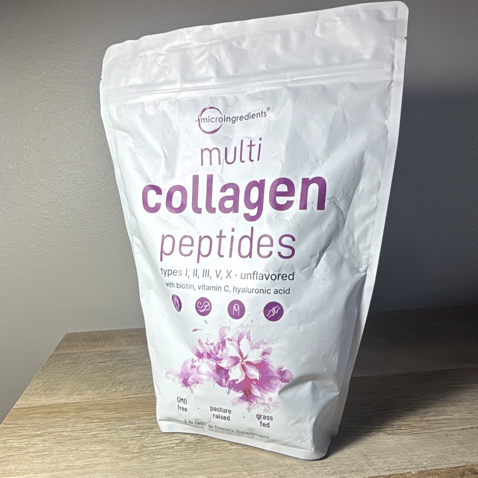 Micro Ingredients Multi Collagen Peptides I II III V X Unflavored Powder 2 lb