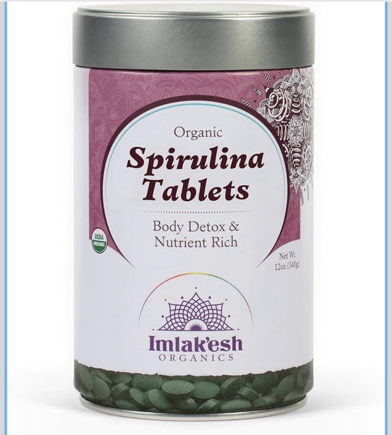 Imlak’esh Organics Organic Spirulina Tablets 340g 60ct Detox Vegan USDA