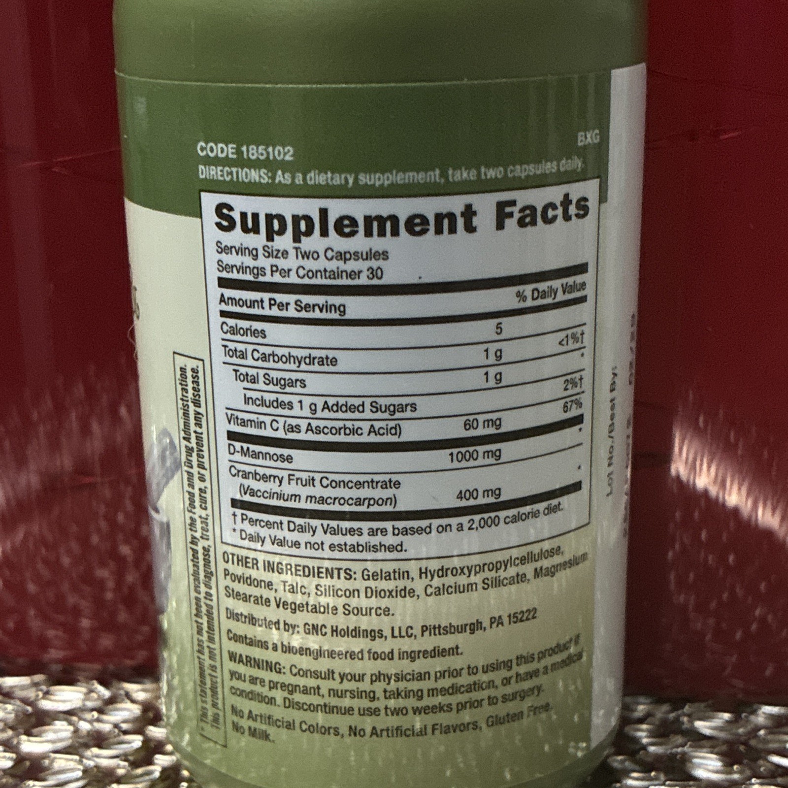 GNC Herbal Plus Cranberry & D-Mannose Urinary Tract Health 60 Capsules