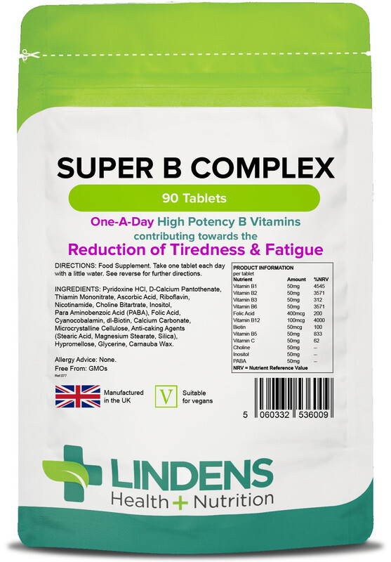 Lindens Super Vitamin B Complex 4-PACK 360 Tablets B1 B2 B3 B5 B6 B9 B12 Biotin