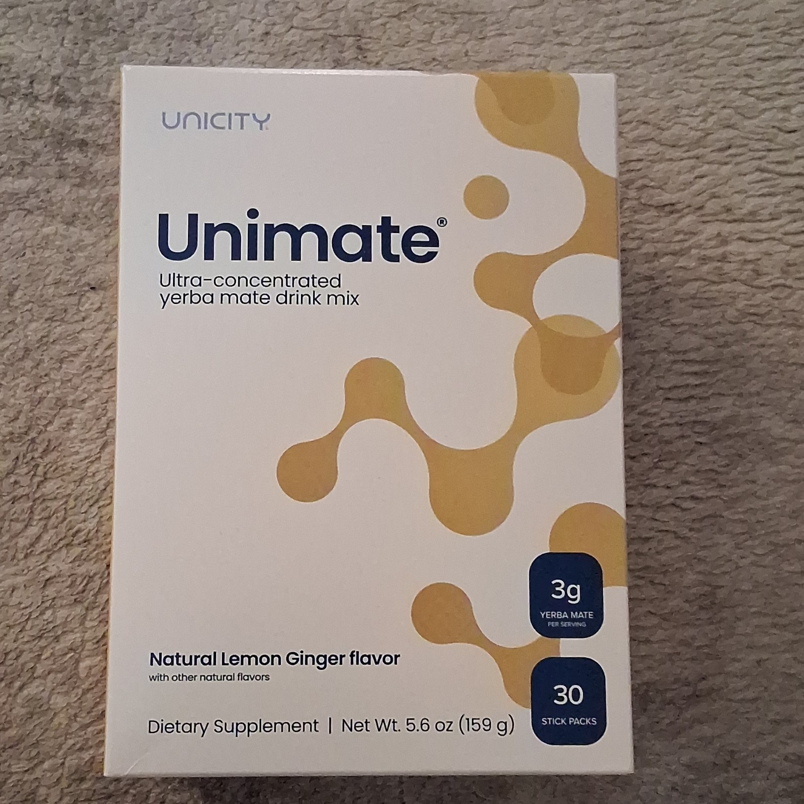 Unicity Unimate Yerba Mate Ginger Lemon Drink Mix Ultra-Concentrated 30 Packs