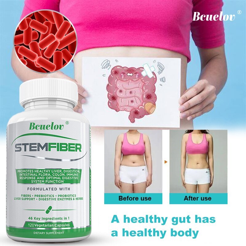 Boost Digestive Health With Fiber Probiotics Enzymes 120 Caps Veggie Capsules