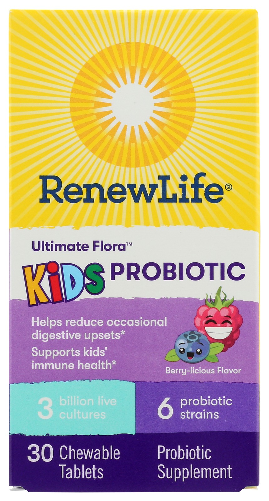 Renew Life Kids Chewable Probiotic 30 Tablets Supplement 4 Pack