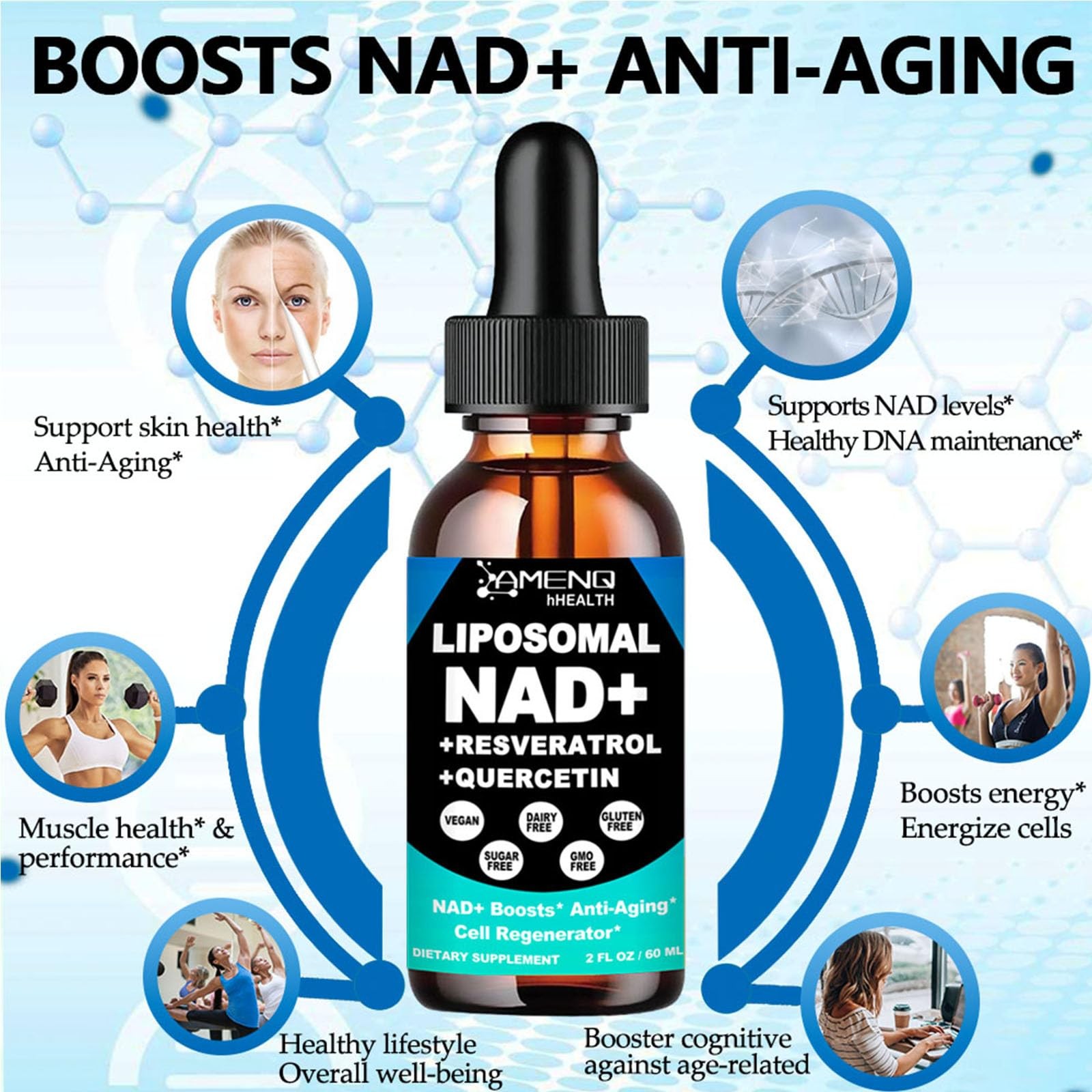 NAD Supplement, Liposomal Nicotinamide Riboside 2 Fl Oz (Pack of 1)