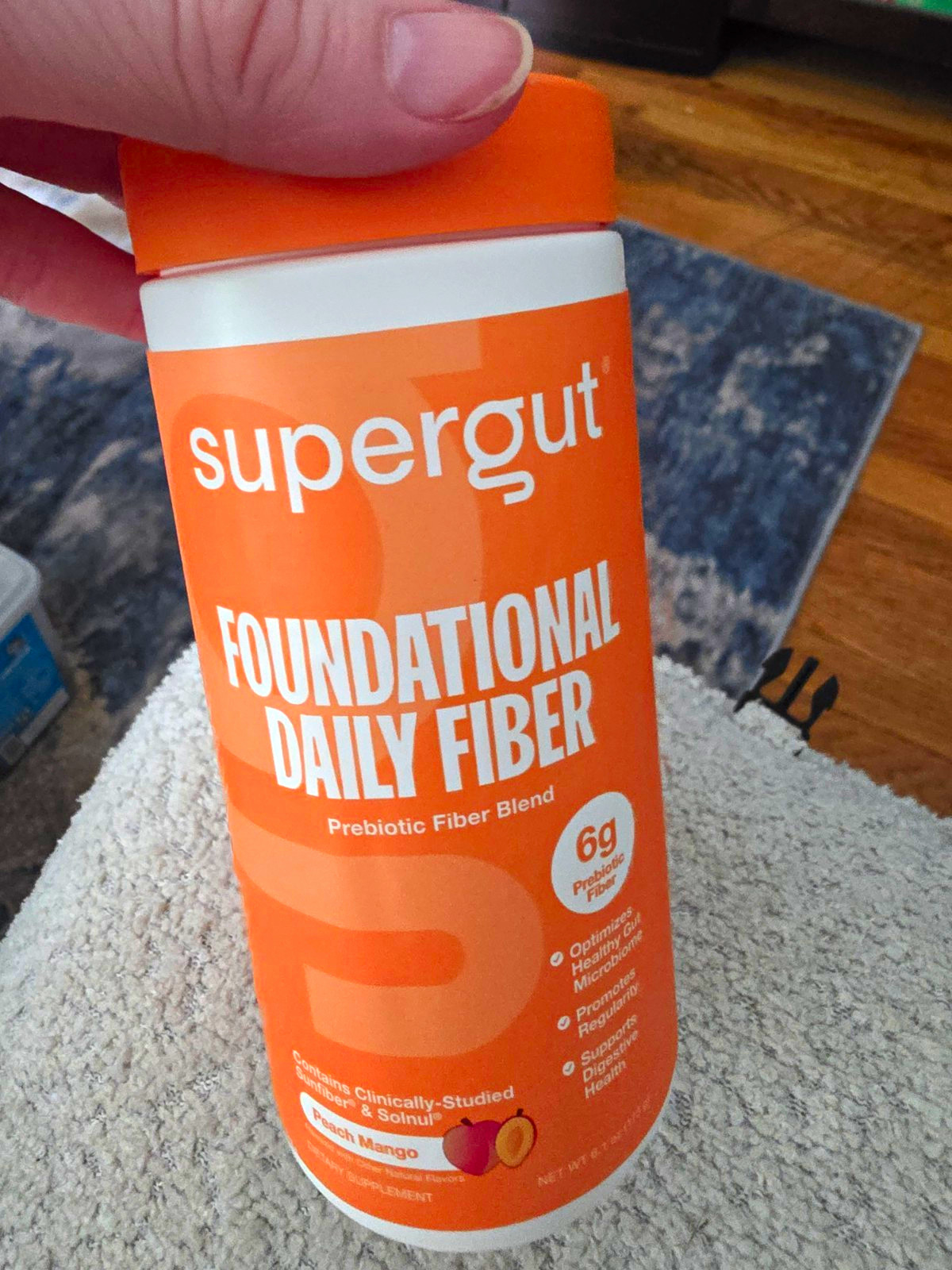 supergut Foundational Daily Fiber Prebiotic Fiber Blend Powder Peach Mango