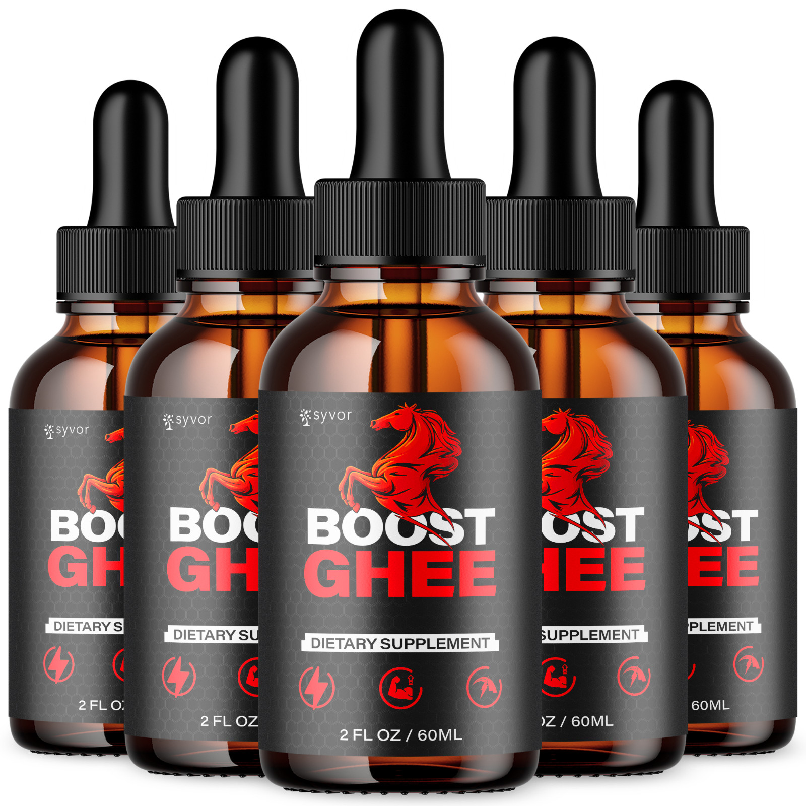 (5 Pack) Boost Ghee Male Support Drops Advanced BoostGhee Supplement 150 Servs