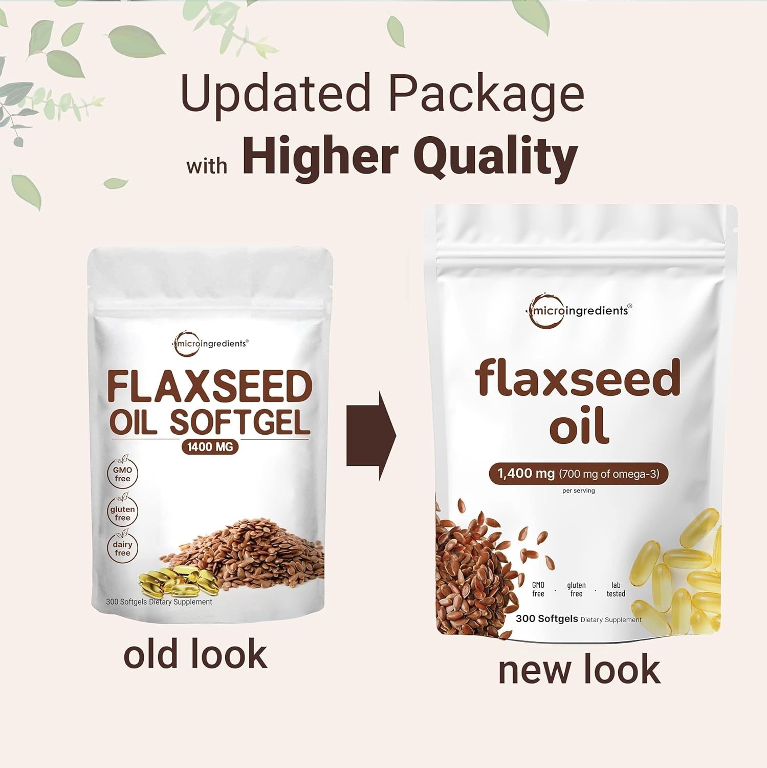 Flaxseed Oil 1,400mg, 300 Liquid Softgels | Flaxseed Oil Supplement with Omega 3