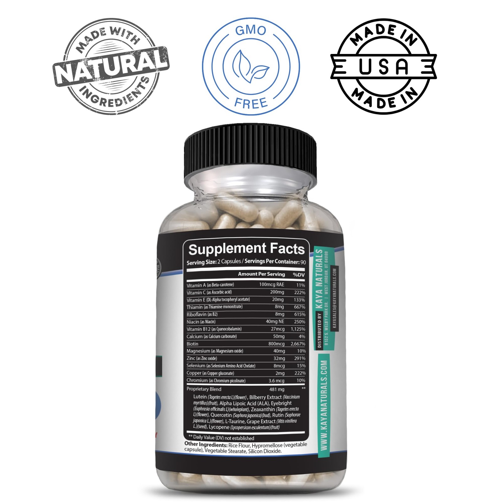 Kaya Naturals Eye Health Supplement – Lutein & 180 Count (Pack of 1)