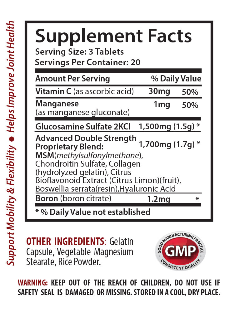 MSM 1000 – GLUCOSAMINE CHONDROITIN & MSM – Reduction In Joint Tenderness 2B
