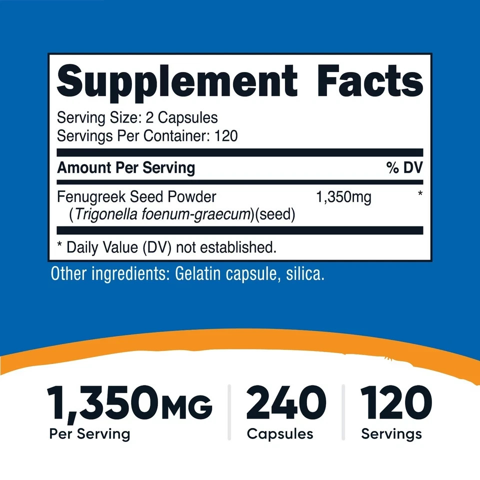 Nutricost Fenugreek Seed 675mg, 240 Capsules – Gluten Free & Non-GMO