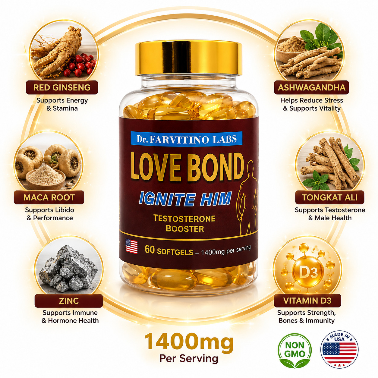 Ignite Him™ Testosterone Booster for Men | Energy, Stamina, Performance & Desire