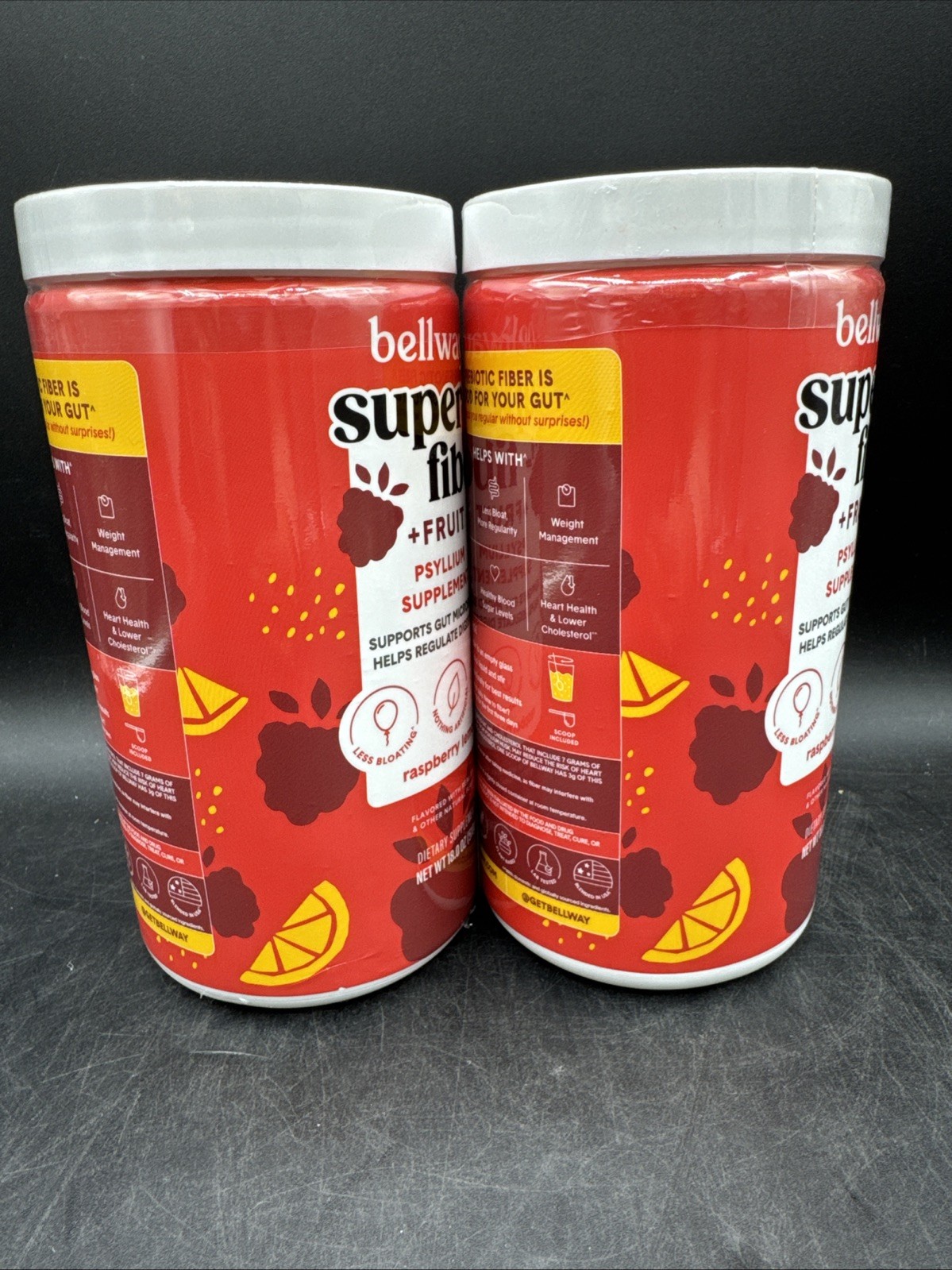 Lot of 2 – Bellway Super Fiber + Fruit Psyllium Husk Raspberry Lemon – 36oz