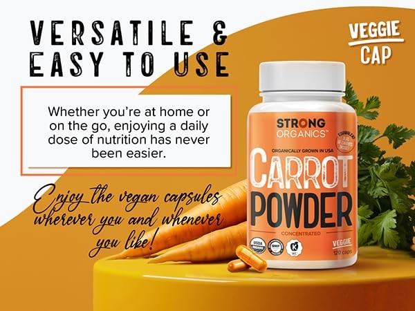 Strong Organics Carrot Juice Powder Caps – USA 120 Count (Pack of 1), 1