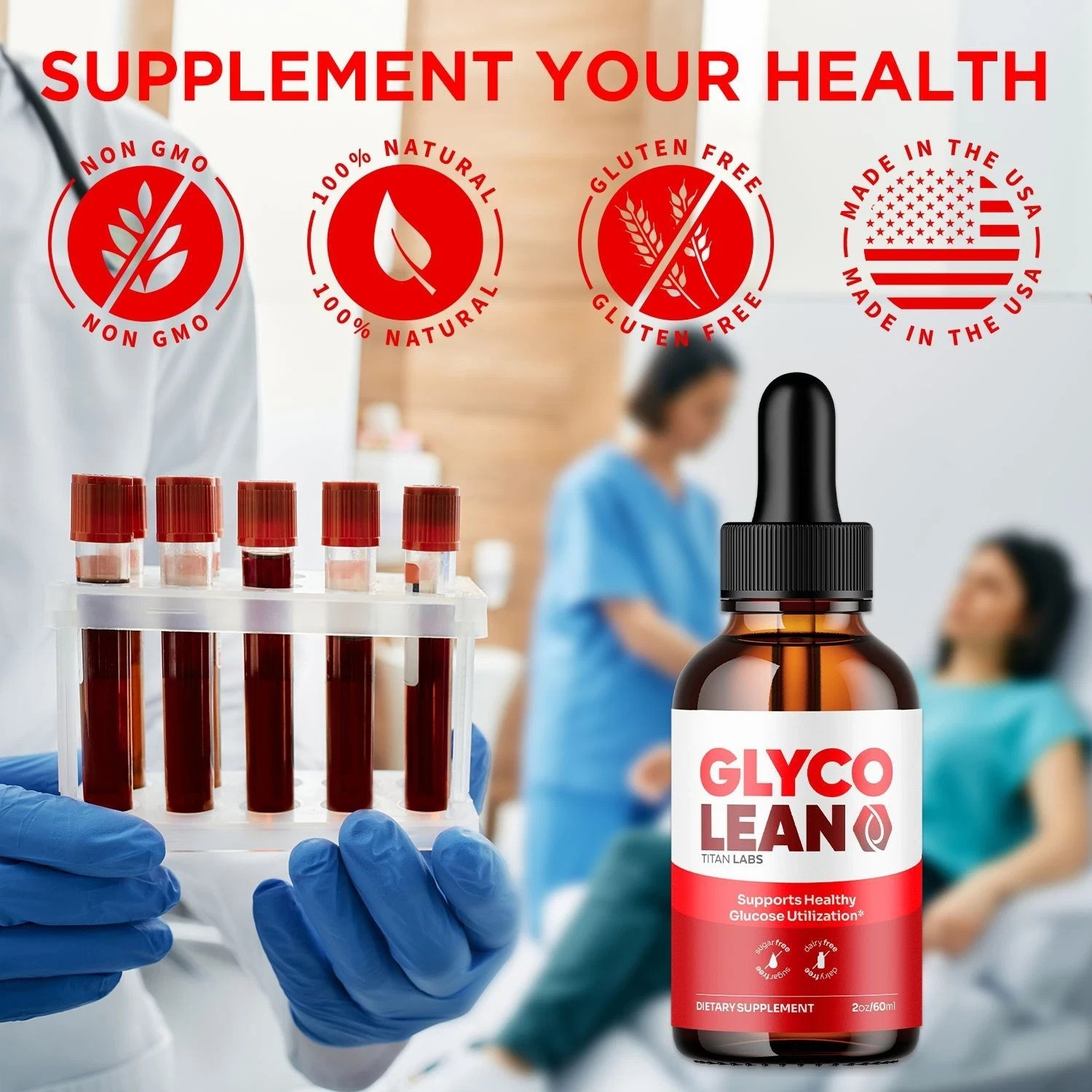 (2 Pack) Glyco Lean Blood Support Drops GlycoLean Vitamin Supplement 60 Servings