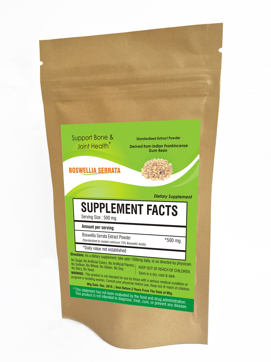 Boswellia Serrata Extract Powder 75% Joint Support Pain Relief, 100g Bulk