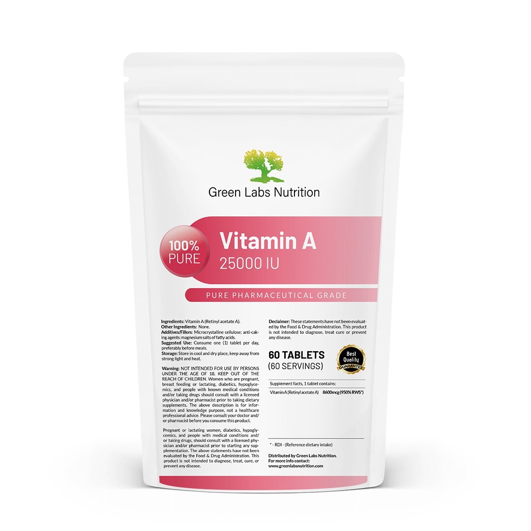 Vitamin A 25000 IU Tablets Healthy Skin Hair And Nails Supports Vision
