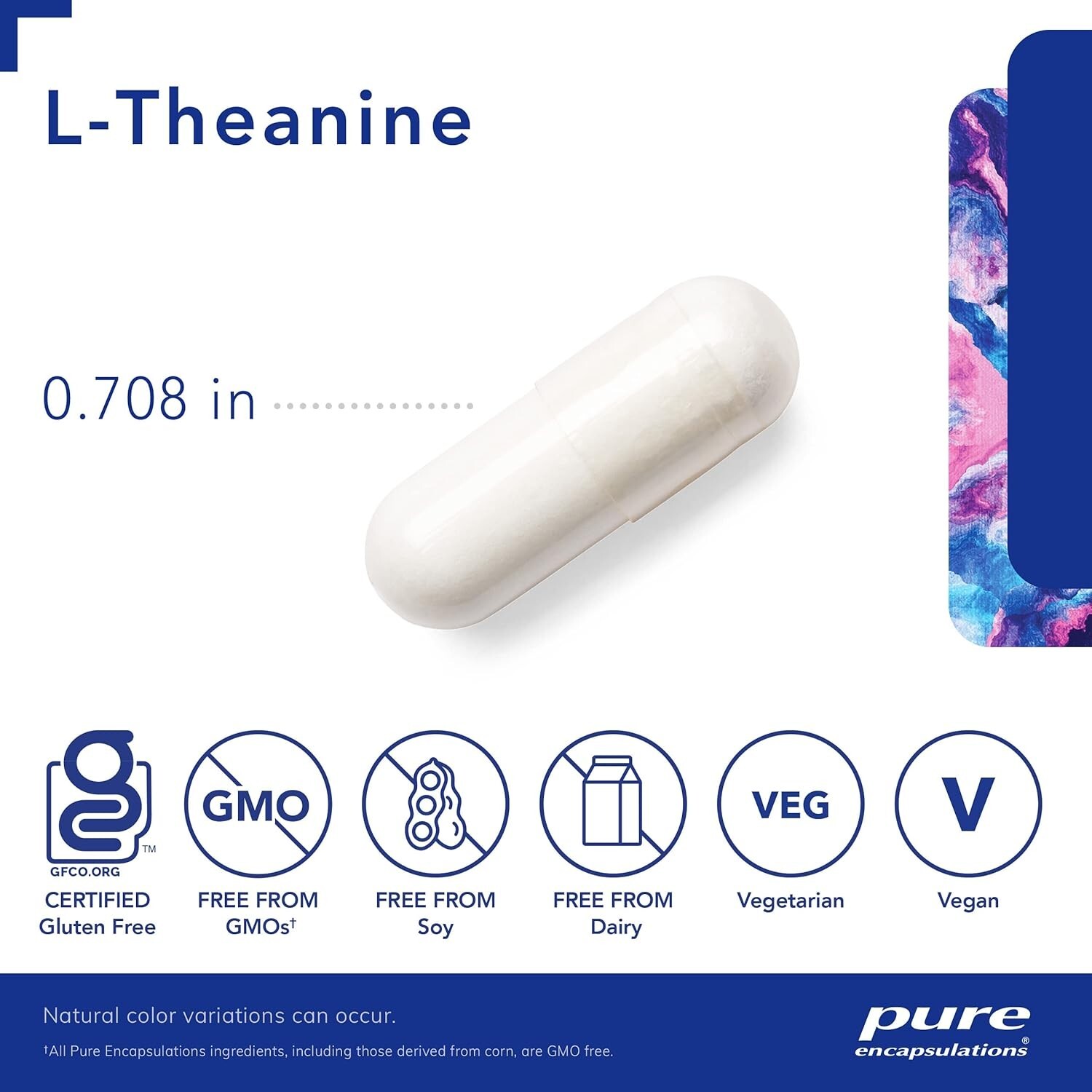 Pure Encapsulations L-Theanine, Stress & Relaxation Support, 60ct, Exp 01/27