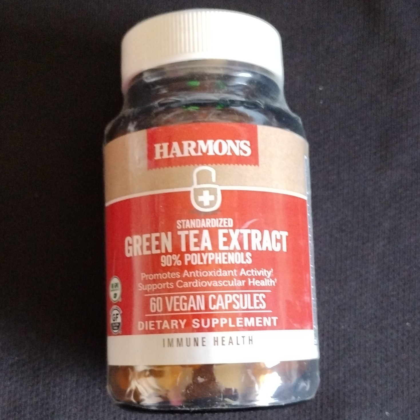 Harmons Green Tea Extract 500mg 90% Polyphenols Vegan Non-GMO Capsules 60ct