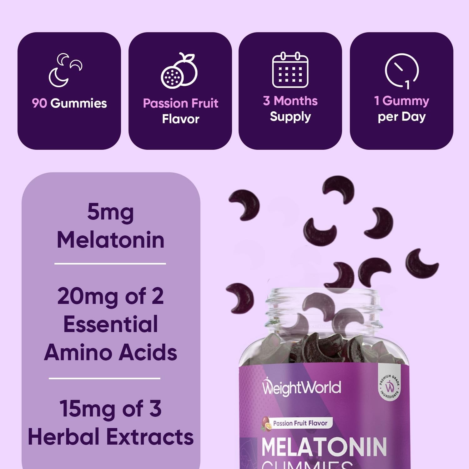 WeightWorld Melatonin 5mg Gummies 90 Count – Restful Sleep Support