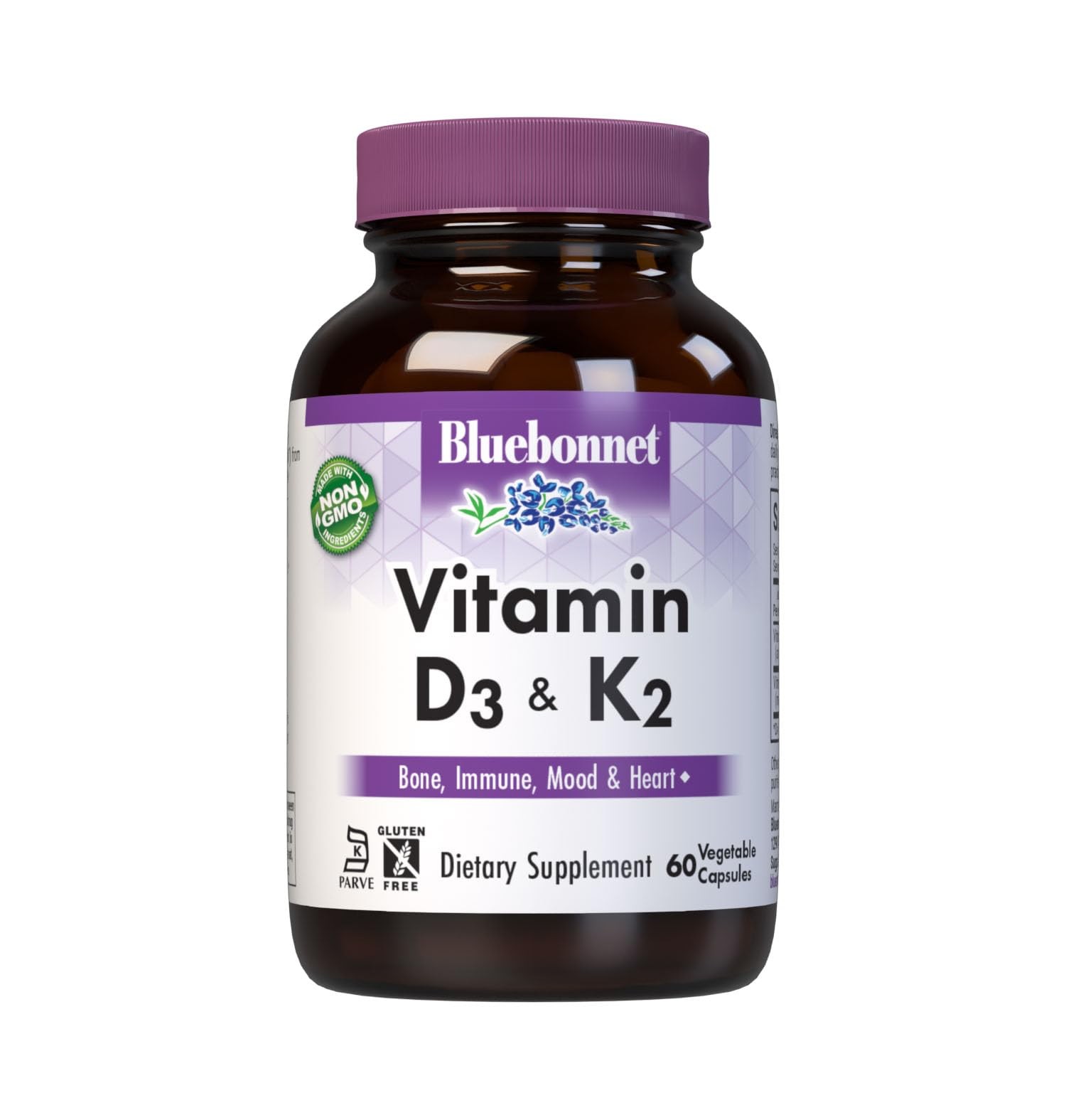 Bluebonnet Nutrition Vitamin D3 & K2, 1 Count (Pack of 60), No Color