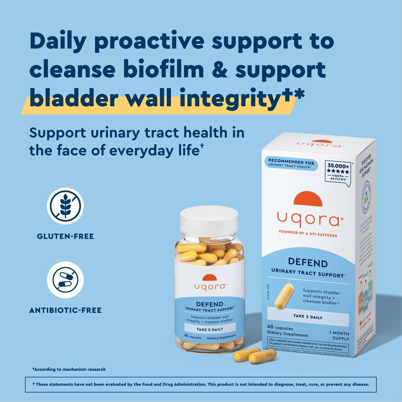 Uqora Defend – Urinary Tract Health Supplement – Support 60 Count (Pack of 1)
