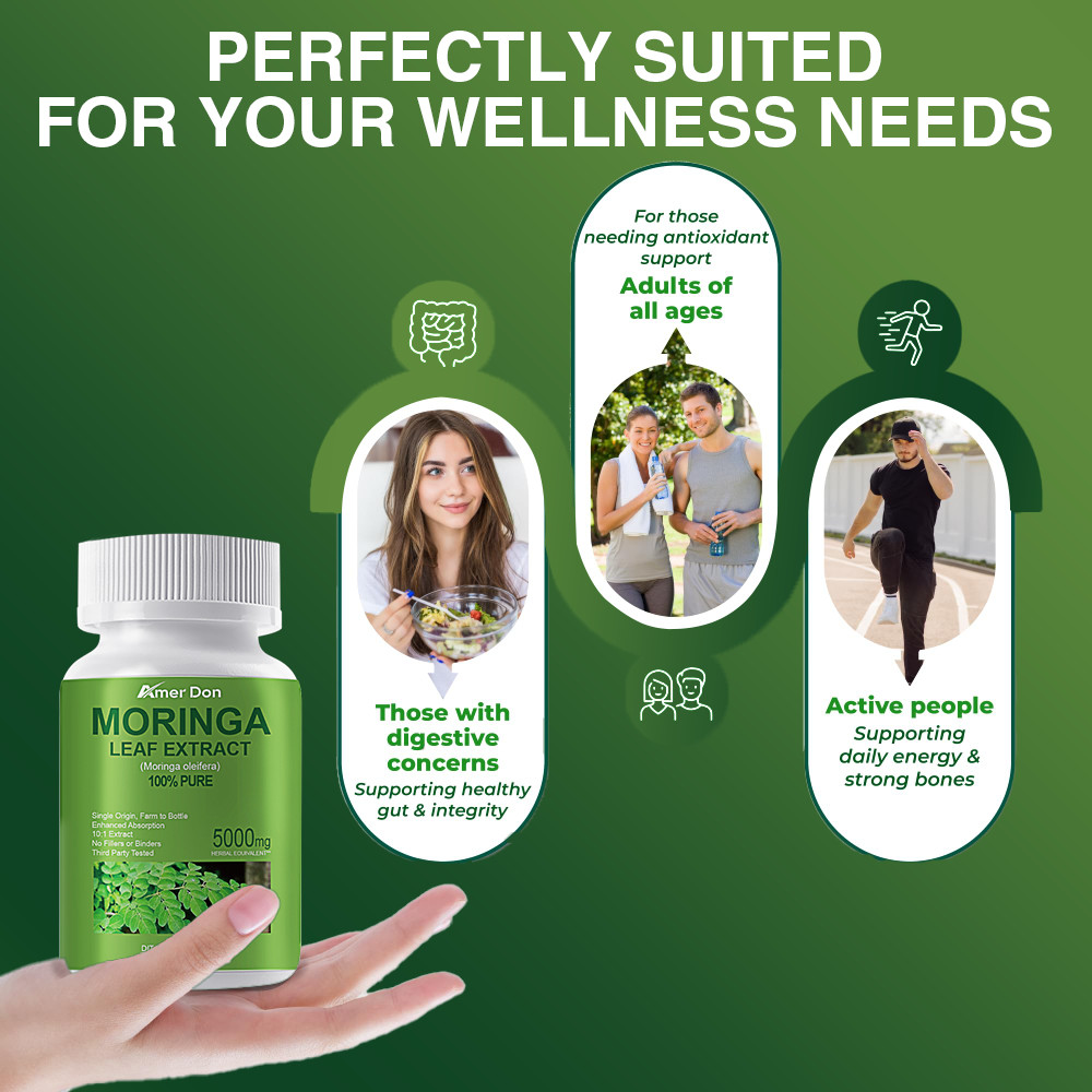 Organic Moringa Oleifera 5000mg Antioxidant 120 Caps No Preservative/Gluten Free