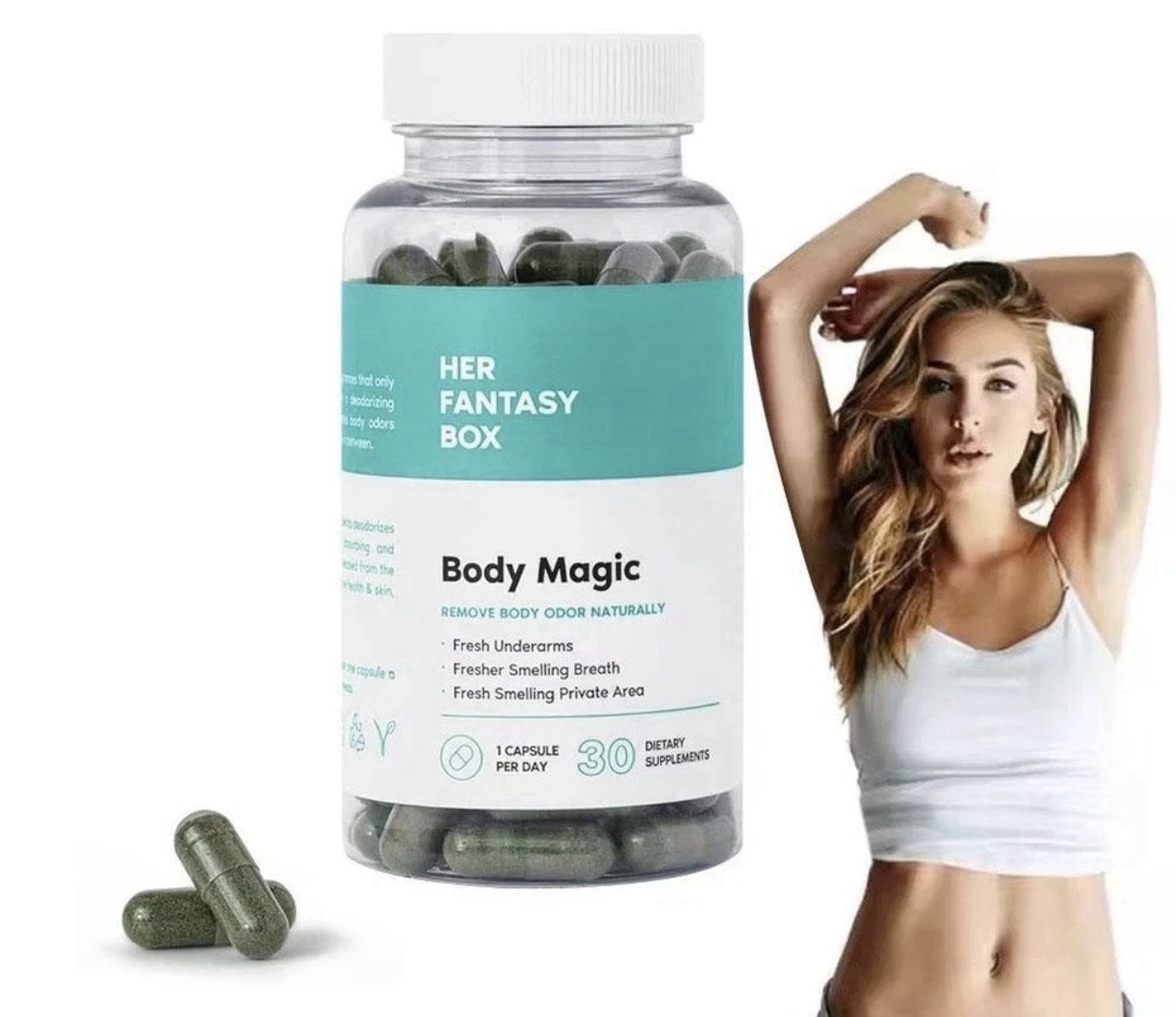 Her Fantasy Box Intestinal Detox Capsules, Parsley & Peppermint, 30 Count