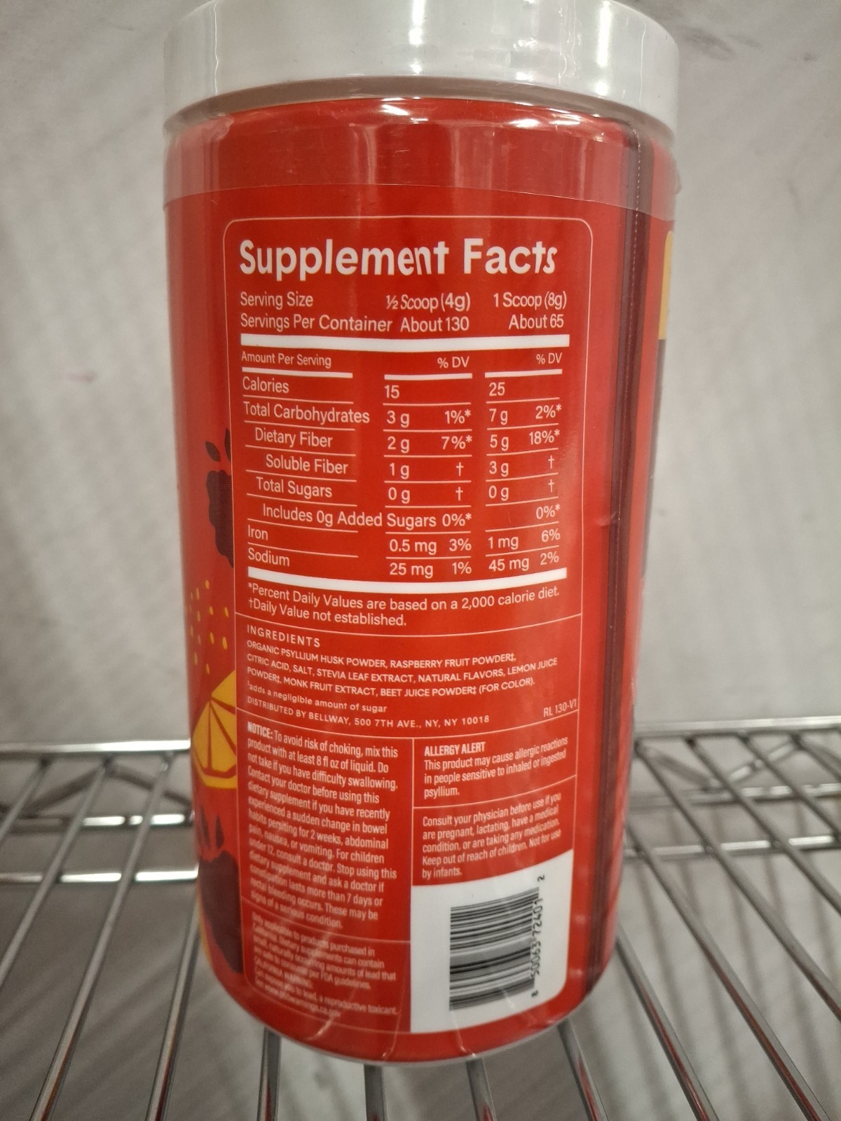 Bellway Super Fiber + Fruit Psyllium Husk Raspberry Lemon 18 oz NEW/SEALED