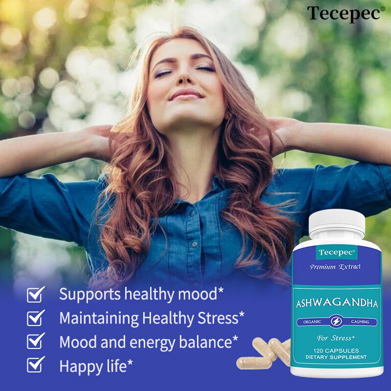 Organic Ashwagandha 1000 mg Dietary Supplement for Stress Calm Anxiety Relief