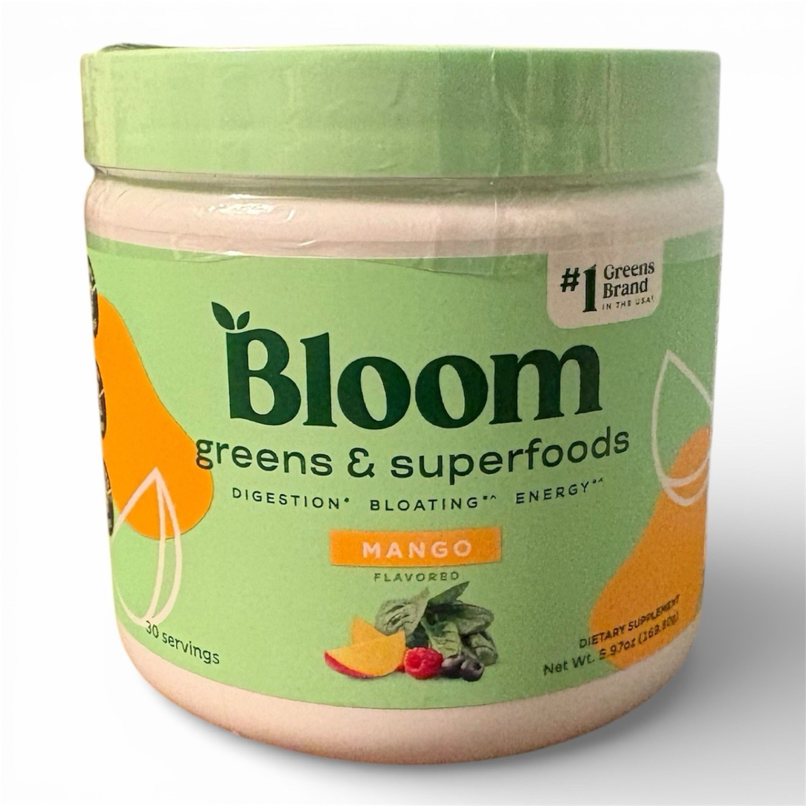 Bloom Greens Superfood Powder Mango Dietary Supplement 30 Servings Digestion Aid