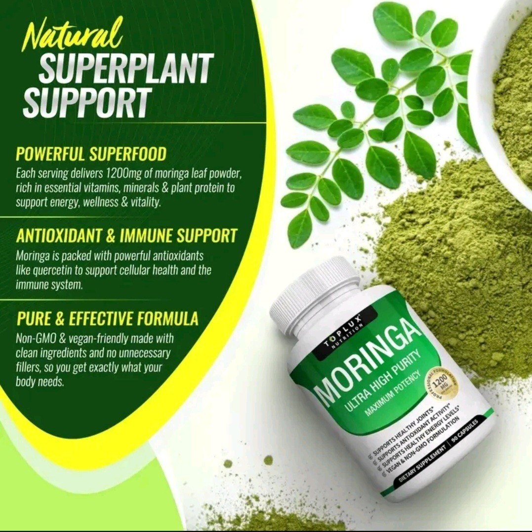 Toplux Nutrition Moringa 1200mg 90 Capsules Vegan Non-GMO Gluten-Free