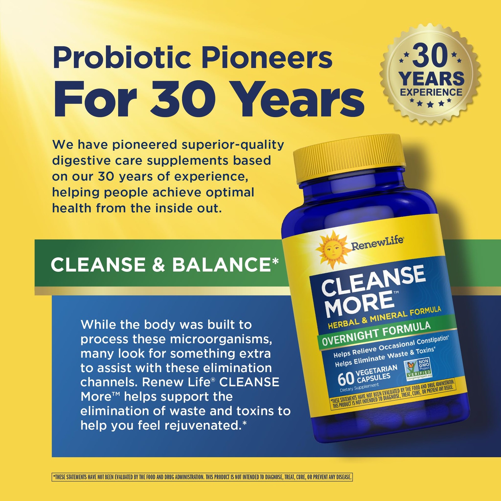 Renew Life Cleanse More Herbal 60 Count (Pack of 1), No Artificial Color