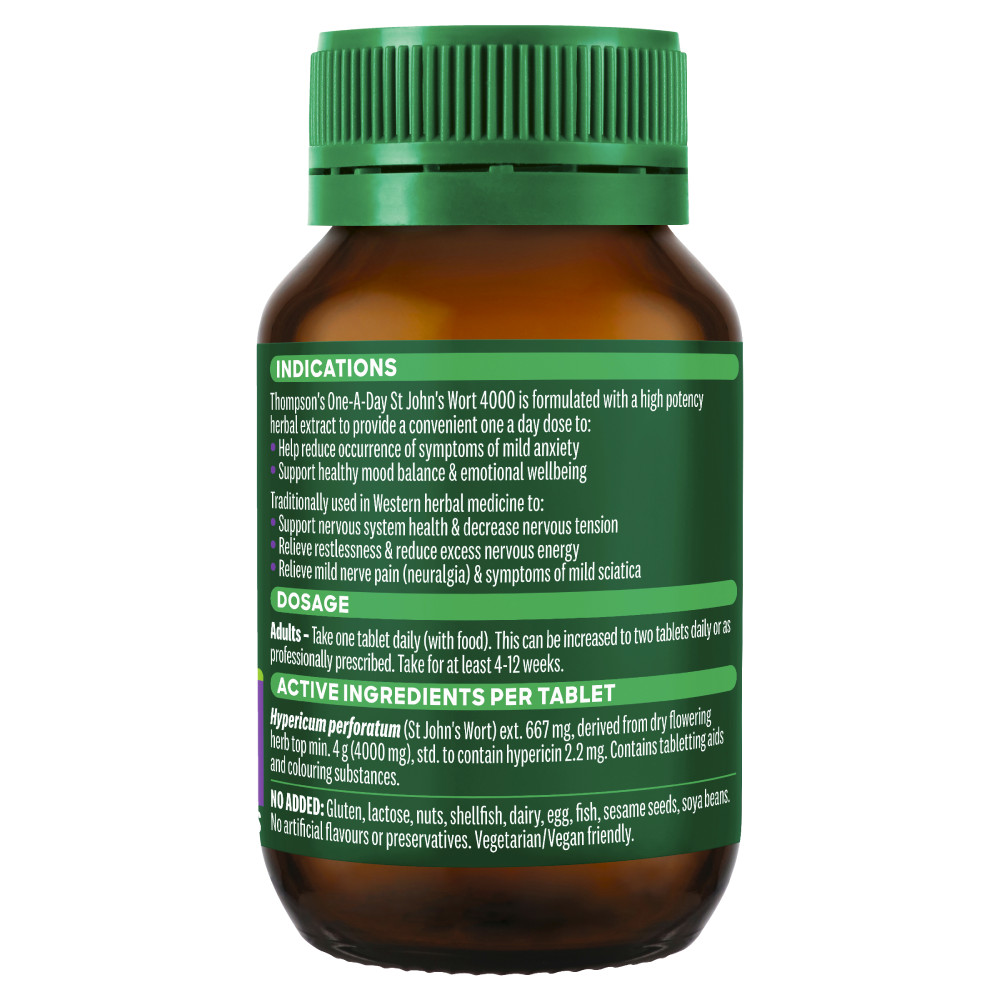 Thompson’s One-A-Day St John’s Wort 4000 60 Tablets High Potency Vegan
