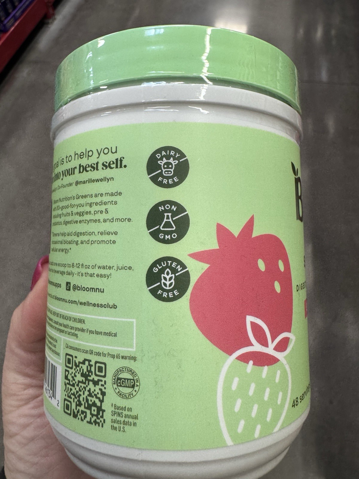 Bloom Greens & Superfoods Powder Strawberry Kiwi 48 Servings Digestion Energy