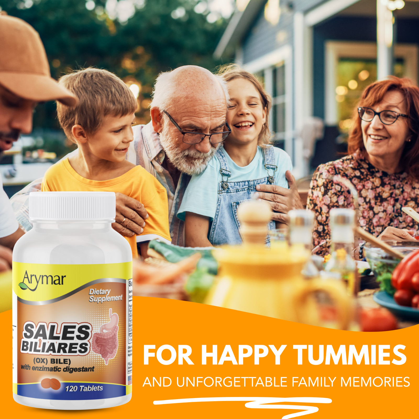 Arymar Sales Biliares Ox Bile & Digestive Enzymes 120 Tablets