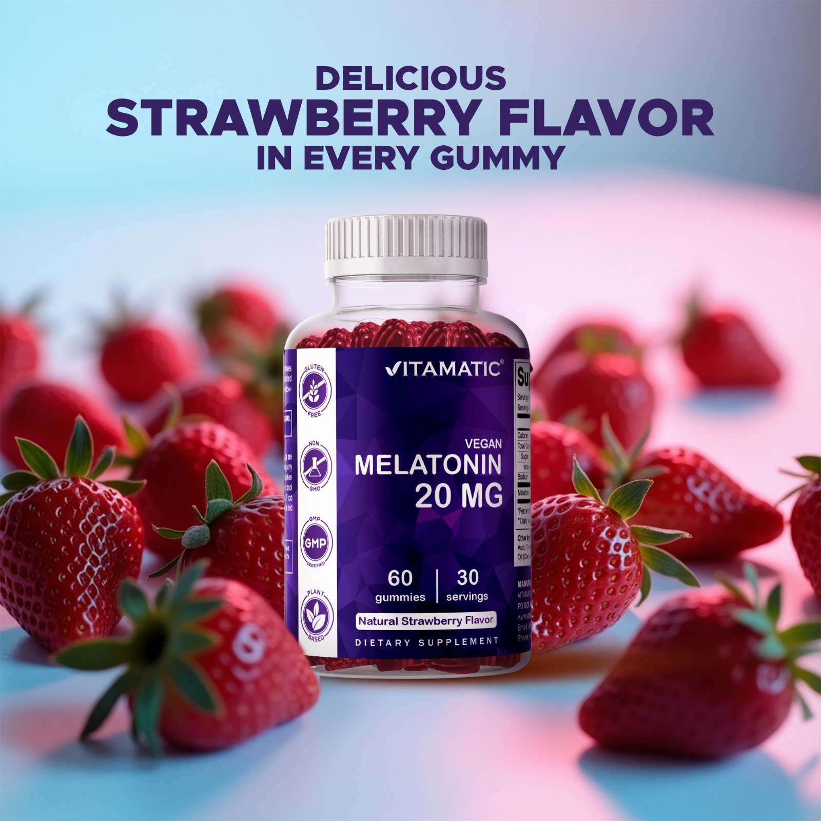 Vitamatic Melatonin 20mg Gummies for Adult 30 Servings -(60 Gummies)