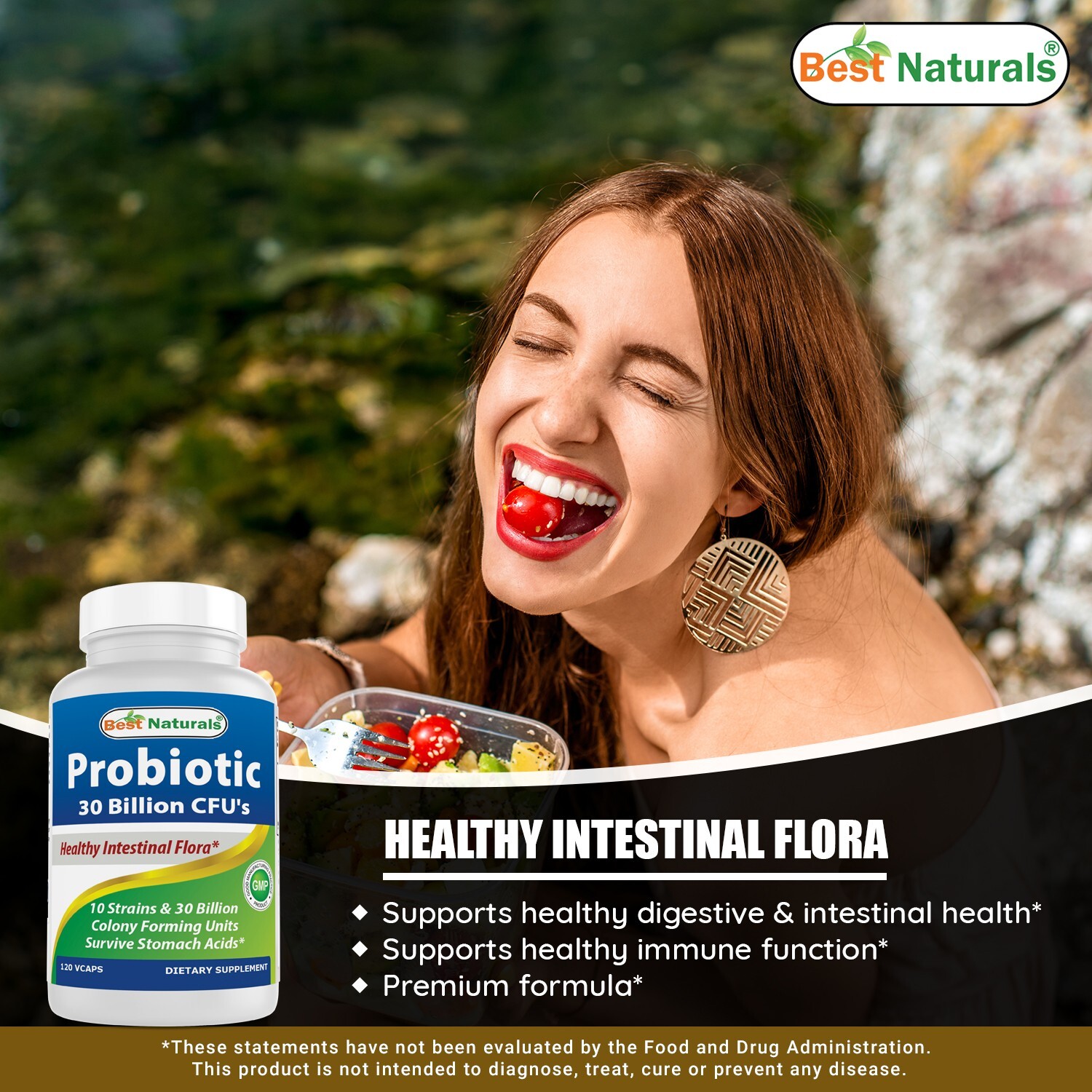Best Naturals Probiotic 10 Strains & 30 Billion CFU, 120 Veggie Capsules