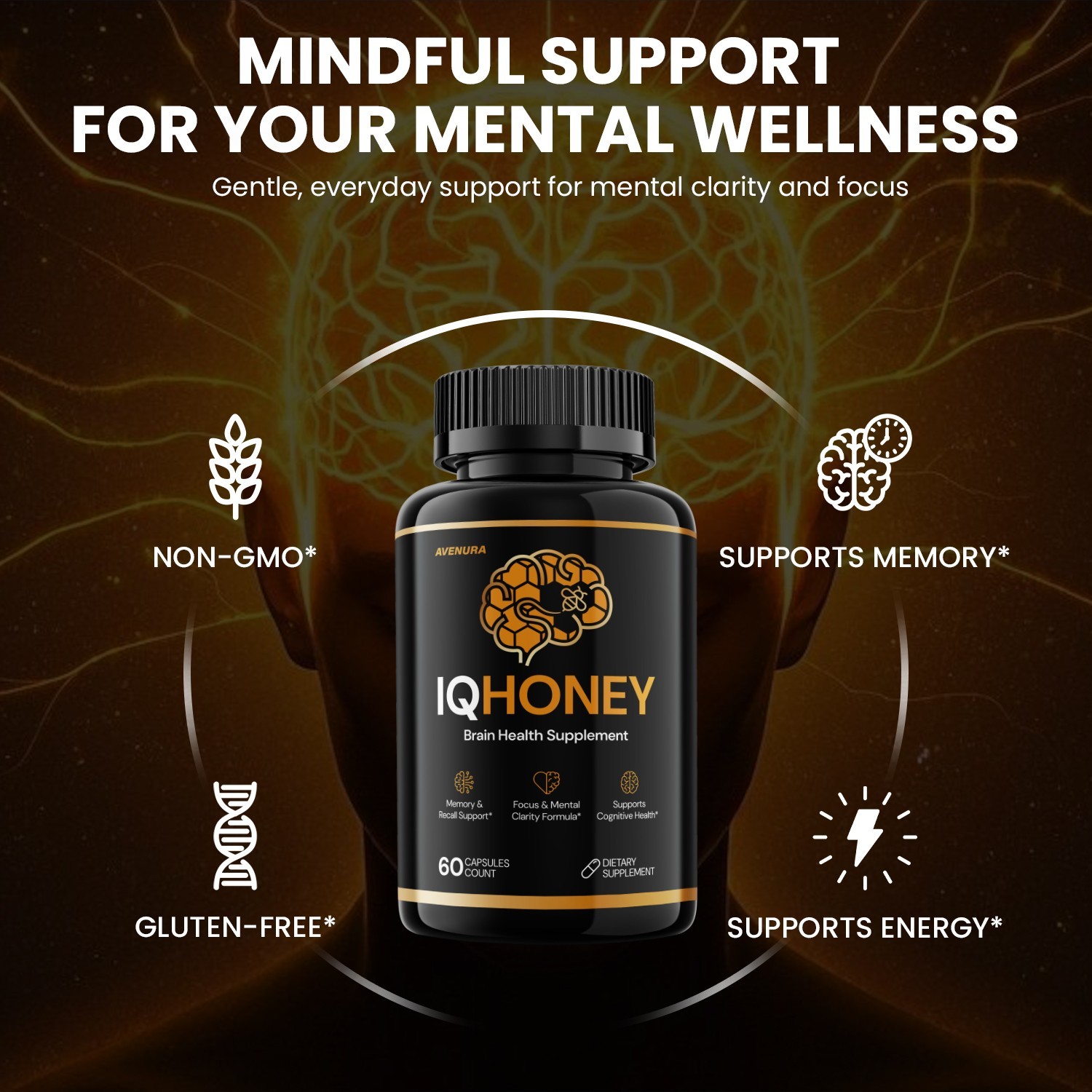 (1 Pack) IQ Honey Capsules – IQHoney Pills Advanced Formula Brain Health Support