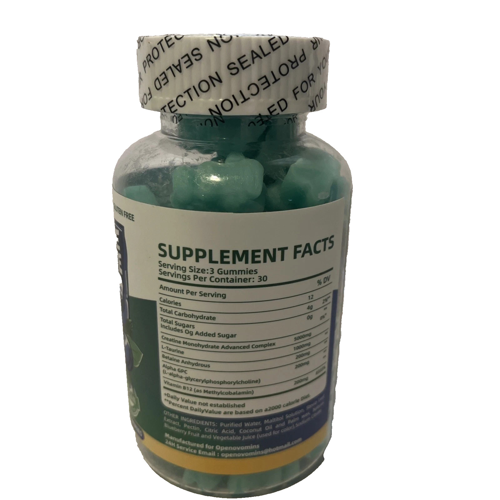 Openovomins Creatine Monohydrate Gummies Blueberry 6400mg 90 Count New