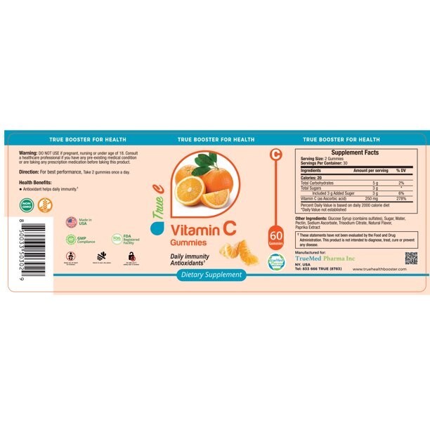 Vitamin C Gummies With Zinc Probiotics/ Immune Support Supplement 60 Gummies