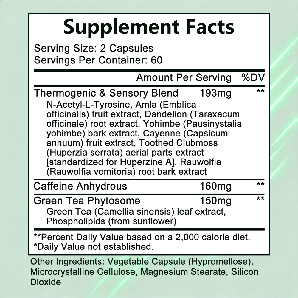 Fat Burner Complex | Caffeine + Green Tea for Metabolism 30/60/120 Caps