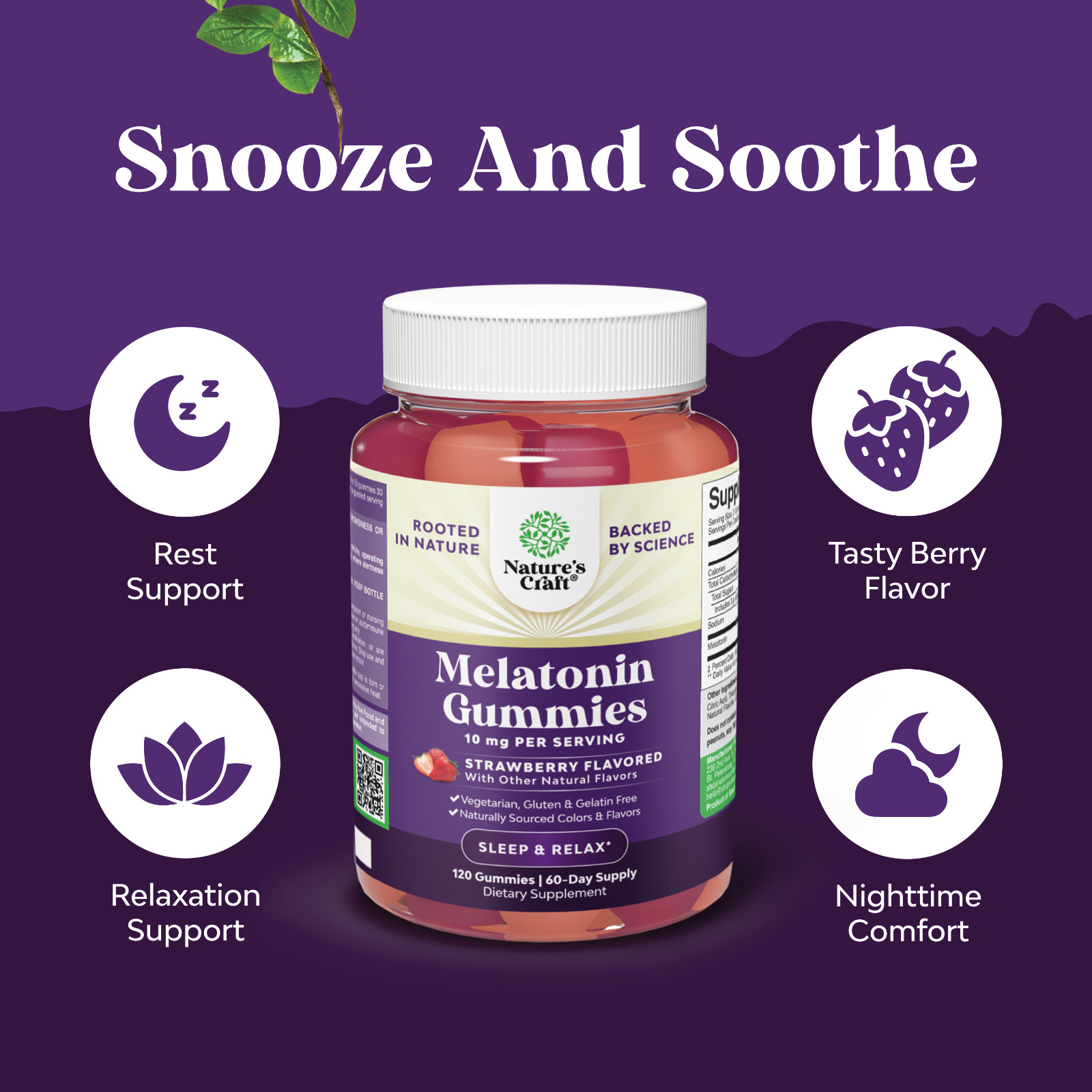 Certified Organic Melatonin Gummies 10mg Per Serving – Fast Acting and Tasty