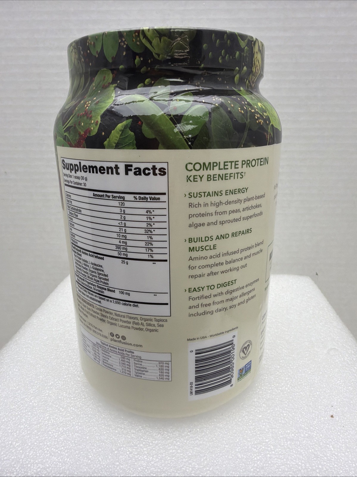 PlantFusion Complete Protein Powder – Rich Chocolate – 2 lb. – Exp 8/2028